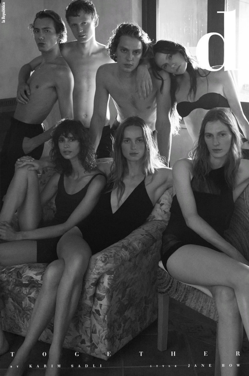 Julia Nobis, Mica Arganaraz, Rianne Van Rompaey, Kiki Willems, Leon Dame, Paul Hameline, Jonas Glöer featured on the La Repubblica delle Donne cover from October 2024