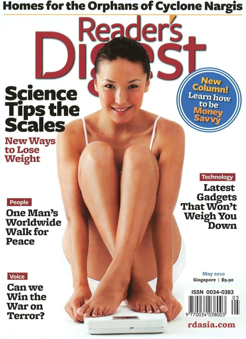 Selenge Erdene-Ochir featured on the Reader\'s Digest Singapore cover from May 2010