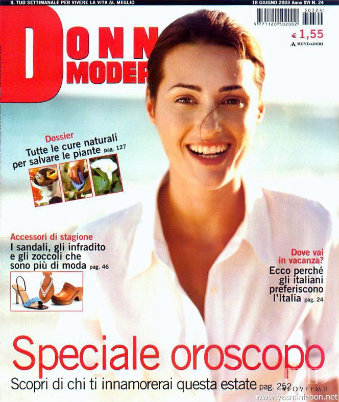 Yasmin Le Bon featured on the DONNA MODERNA cover from June 2003