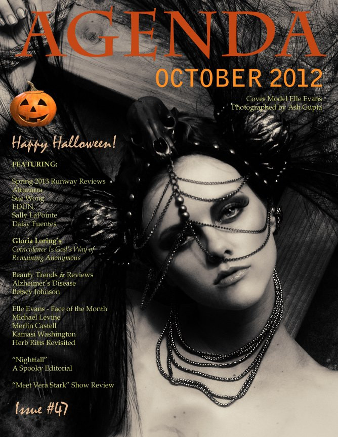 Elle Evans featured on the Agenda cover from October 2012