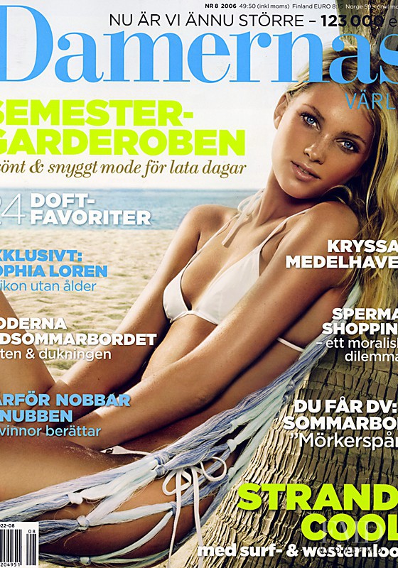 Elsa Hosk featured on the Damernas Värld cover from August 2006