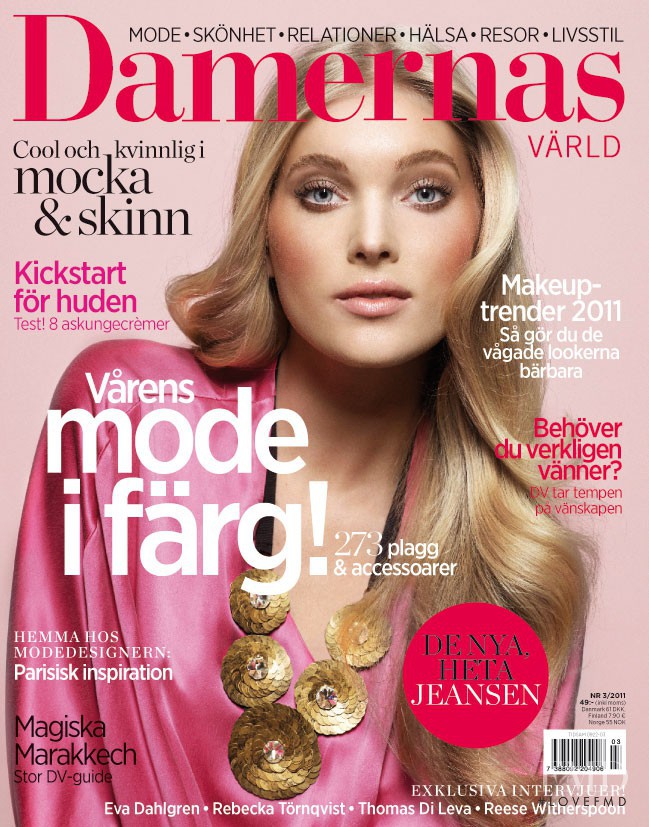 Elsa Hosk featured on the Damernas Värld cover from March 2012