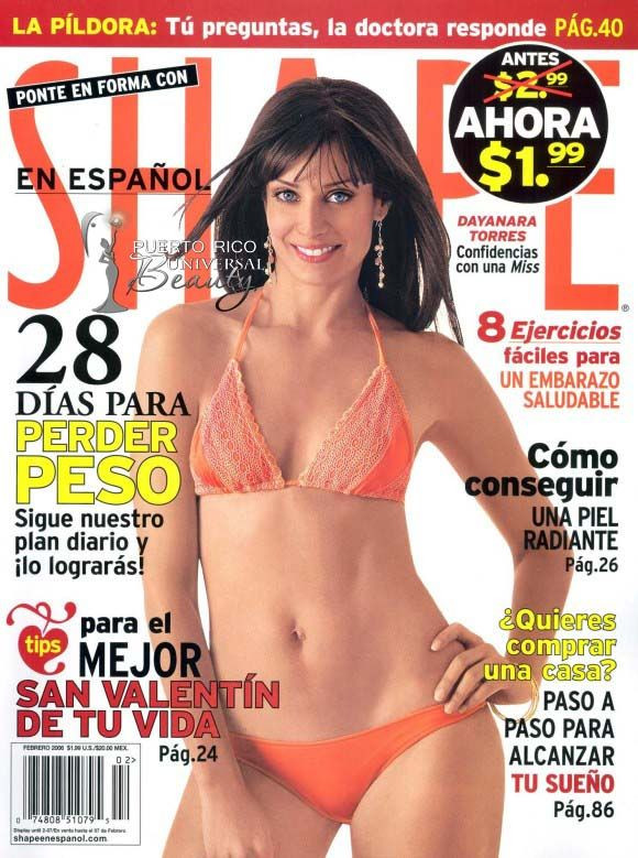 Dayanara Torres featured on the Shape En Español cover from February 2006