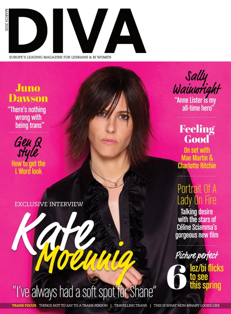 Kate Moennig featured on the Diva UK cover from March 2020