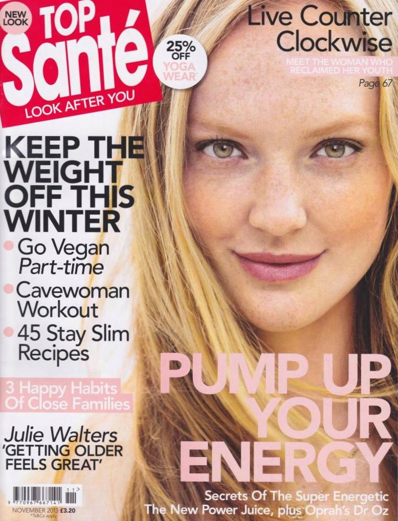 Sylvia Flote featured on the Top Santé UK cover from November 2013