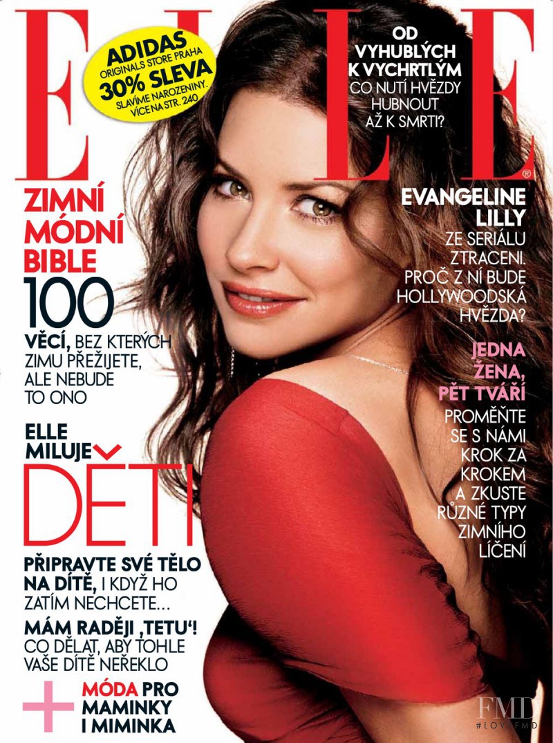 Evangeline Lilly featured on the Elle Czech cover from November 2006
