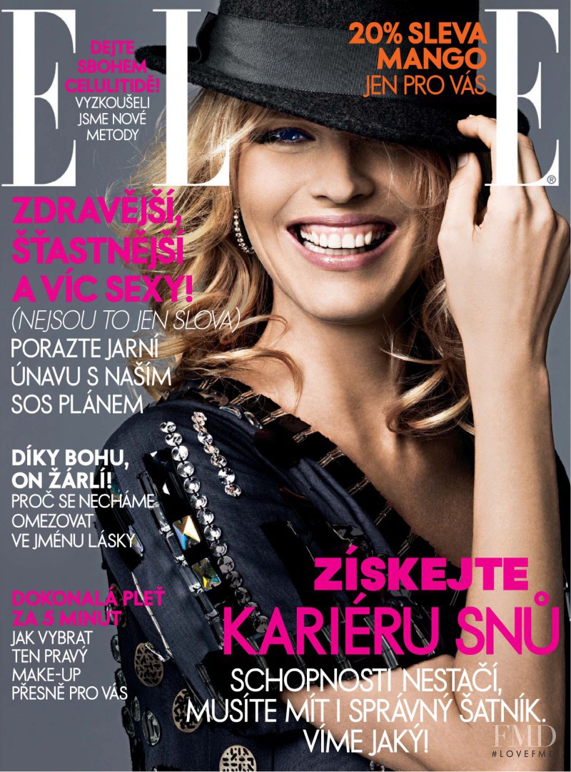 Karolina Kurkova featured on the Elle Czech cover from April 2008