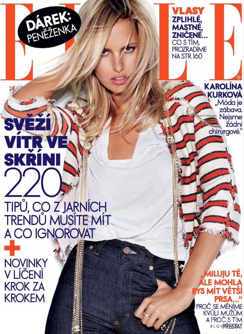 Karolina Kurkova featured on the Elle Czech cover from March 2008