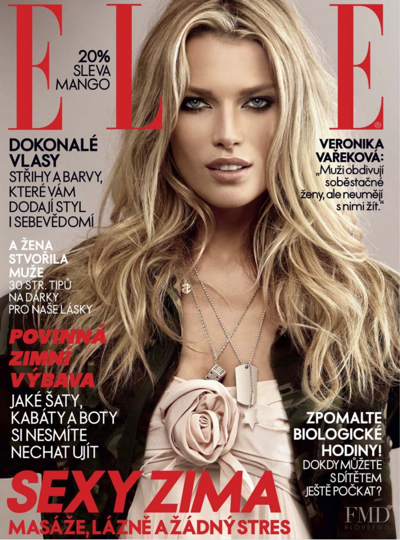 Veronica Varekova featured on the Elle Czech cover from November 2008