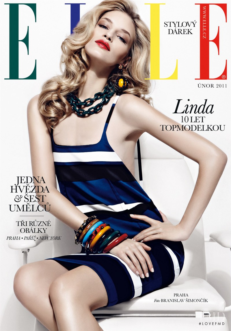 Linda Vojtova featured on the Elle Czech cover from February 2011