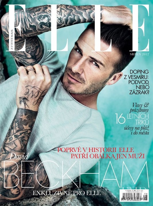 David Beckham featured on the Elle Czech cover from August 2012