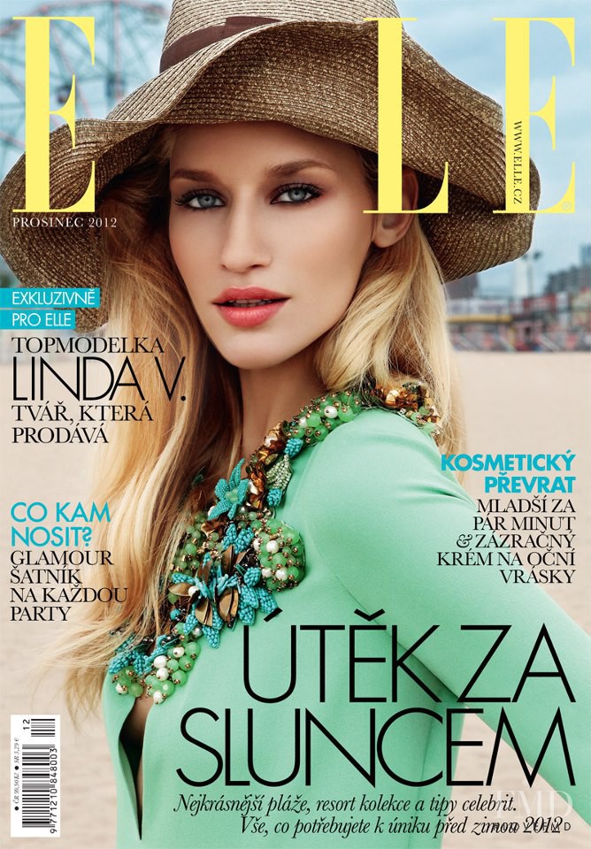 Linda Vojtova featured on the Elle Czech cover from December 2012