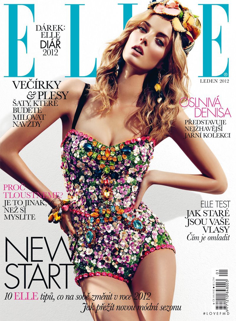 Denisa Dvorakova featured on the Elle Czech cover from January 2012