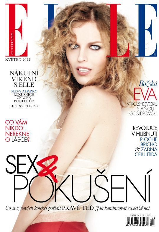Eva Herzigova featured on the Elle Czech cover from May 2012