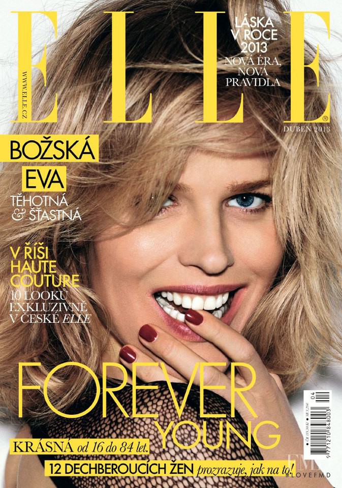 Eva Herzigova featured on the Elle Czech cover from April 2013