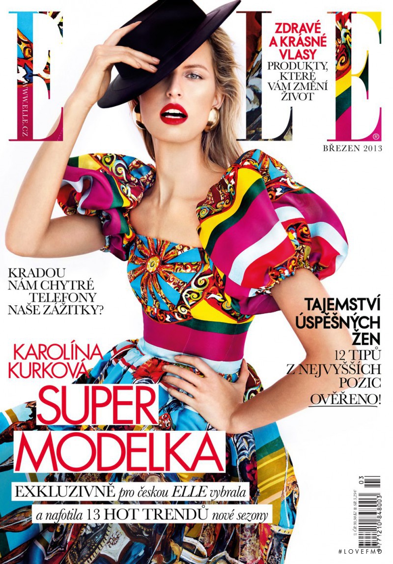 Karolina Kurkova featured on the Elle Czech cover from March 2013