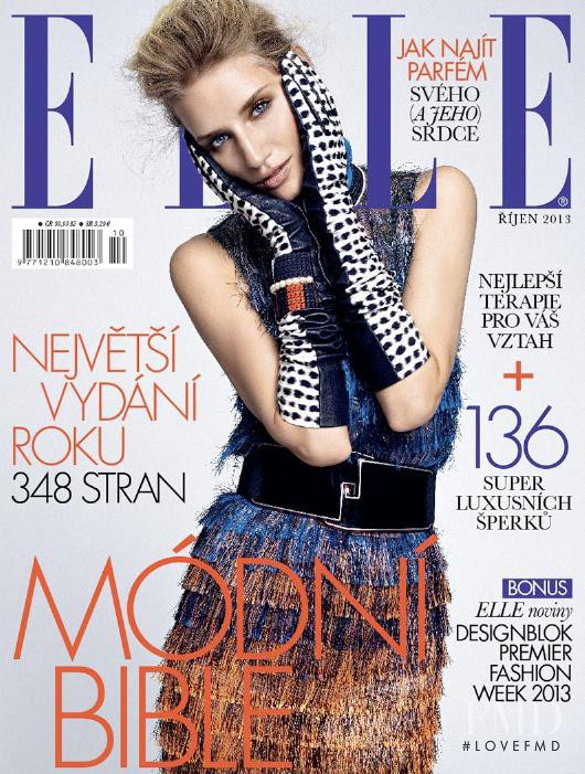 Linda Vojtova featured on the Elle Czech cover from October 2013