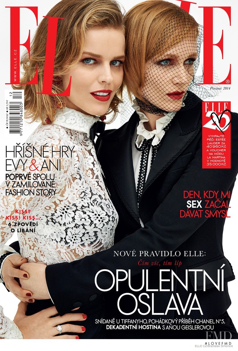 Eva Herzigova featured on the Elle Czech cover from December 2014