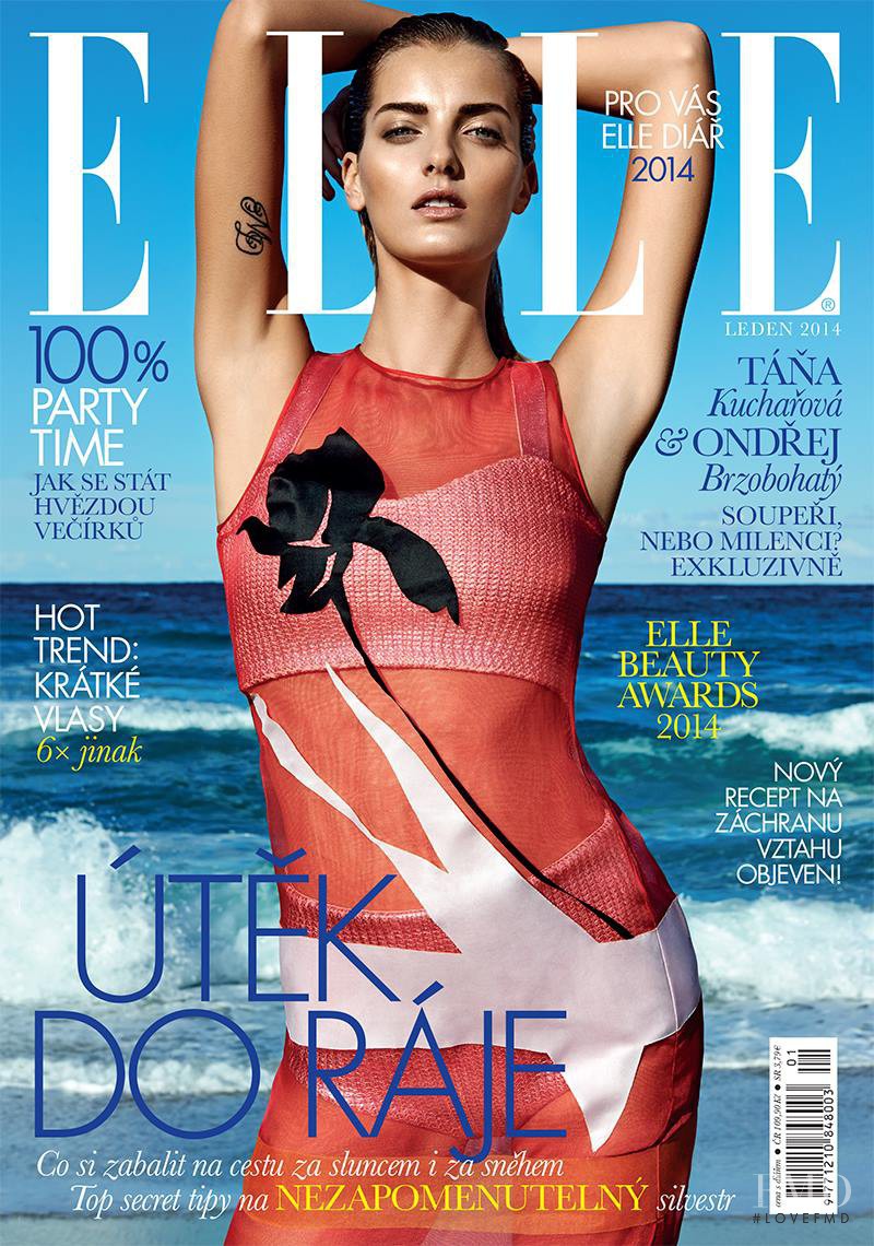Denisa Dvorakova featured on the Elle Czech cover from January 2014