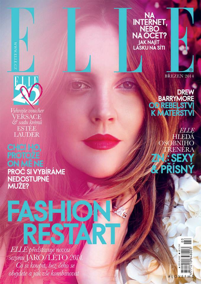Drew Barrymore featured on the Elle Czech cover from March 2014