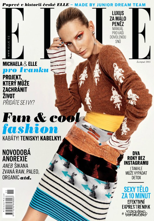 Michaela Kocianova featured on the Elle Czech cover from November 2015