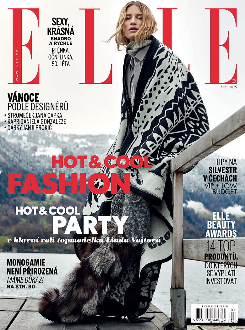 Linda Vojtova featured on the Elle Czech cover from January 2016