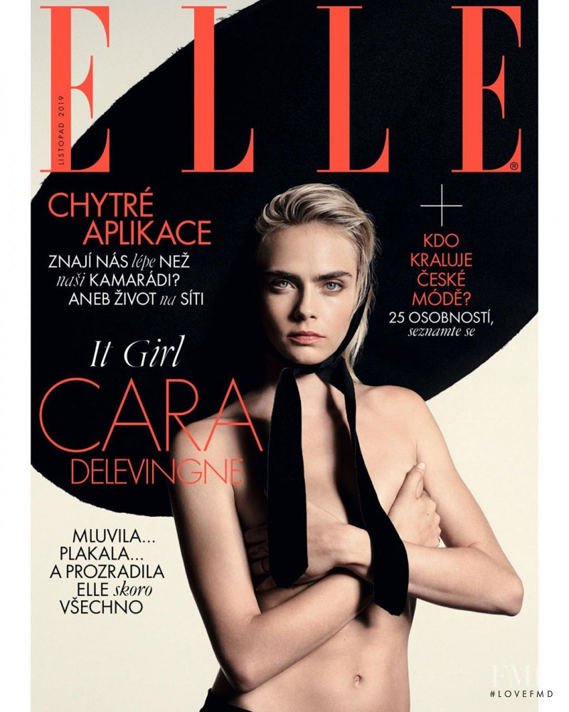 Cara Delevingne featured on the Elle Czech cover from November 2019