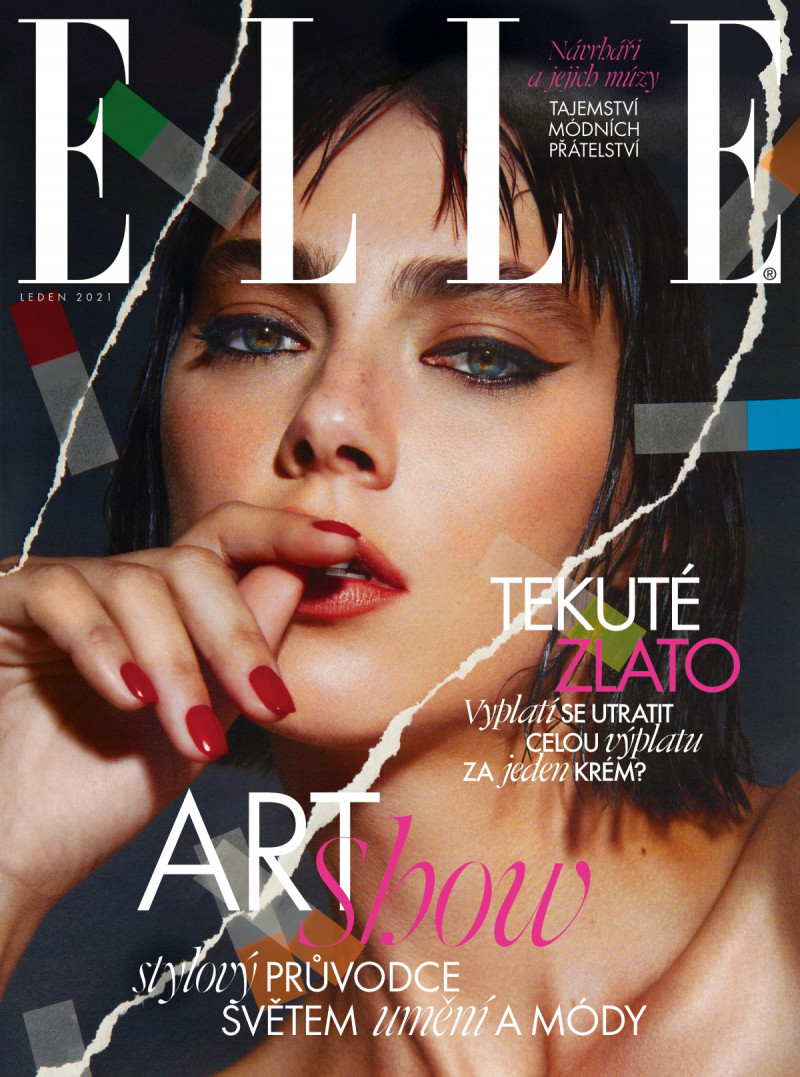 Agnes Sokolowska featured on the Elle Czech cover from January 2021