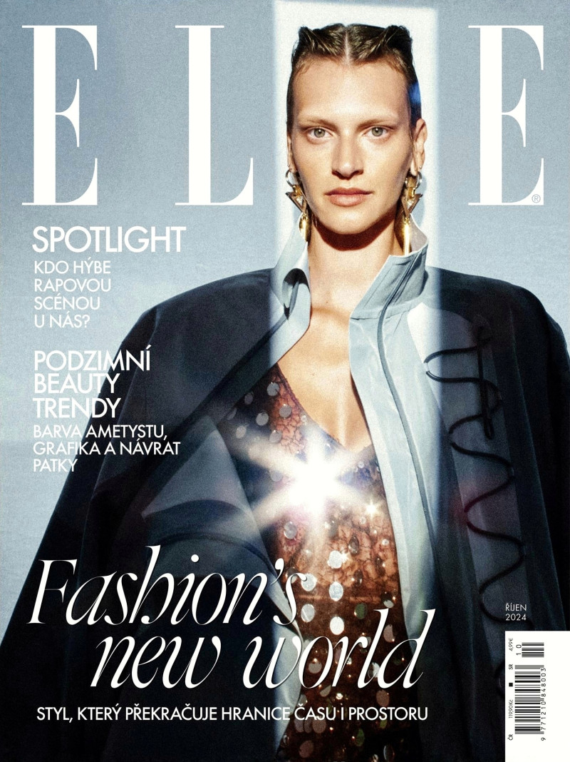 Karolina Capkova featured on the Elle Czech cover from October 2024