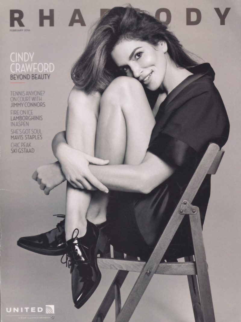 Cindy Crawford featured on the Rhapsody USA cover from February 2016