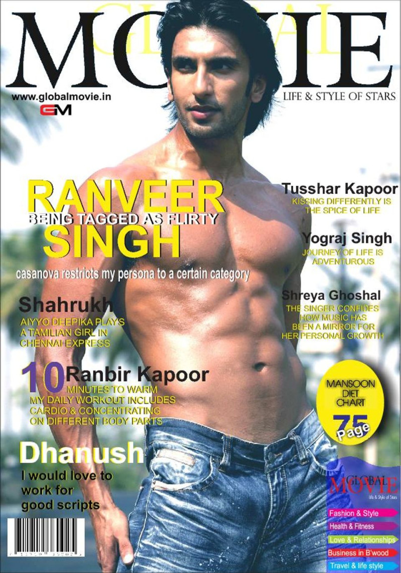 Ranveer Singh featured on the Global Movie India cover from July 2013