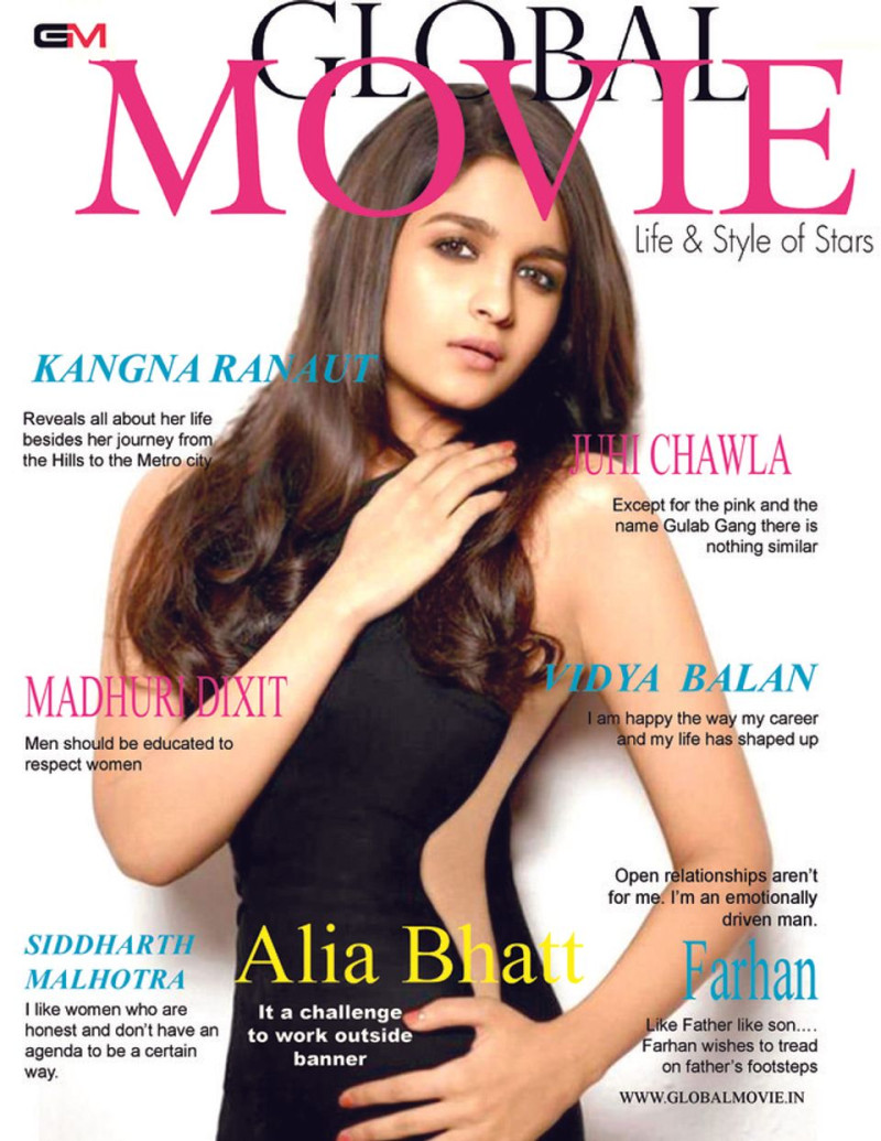 Alia Bhatt featured on the Global Movie India cover from March 2014