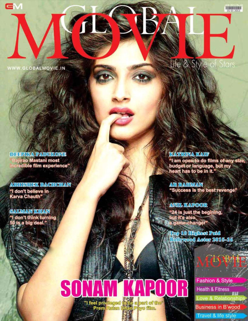 Sonam Kapoor featured on the Global Movie India cover from November 2015