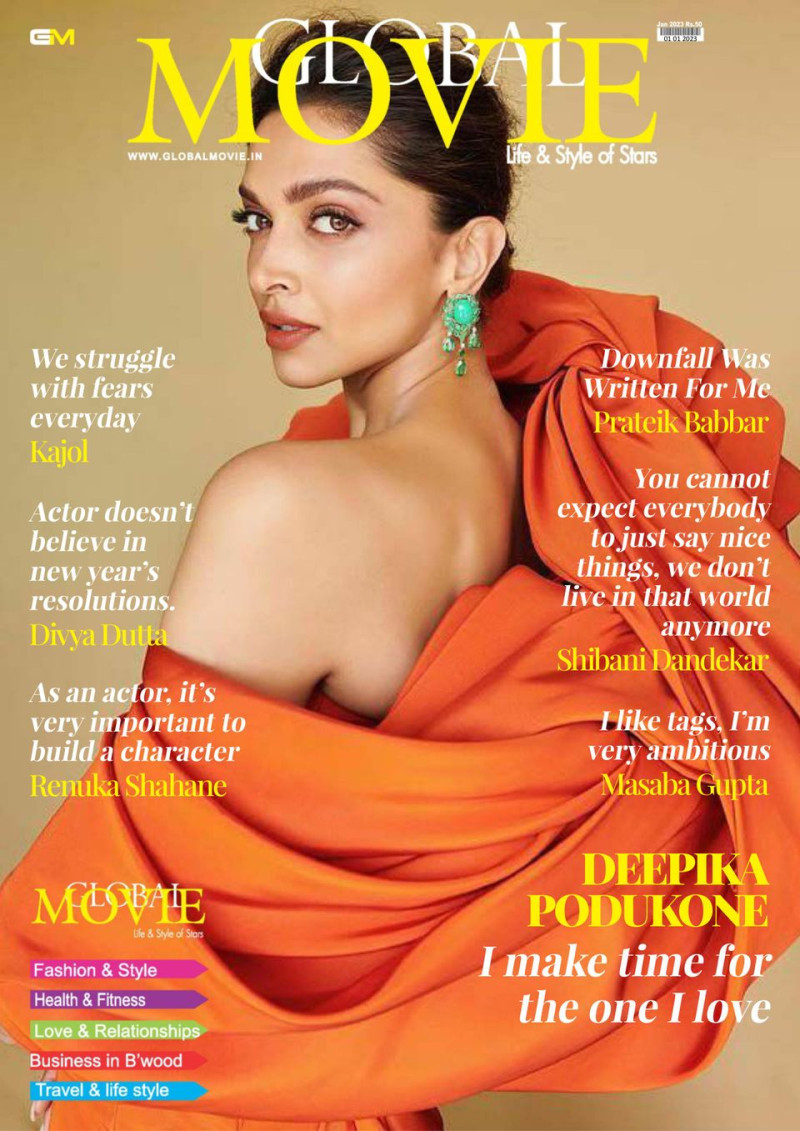 Deepika Padukone featured on the Global Movie India cover from January 2023