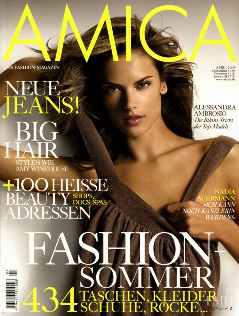 Alessandra Ambrosio featured on the AMICA Germany cover from April 2008