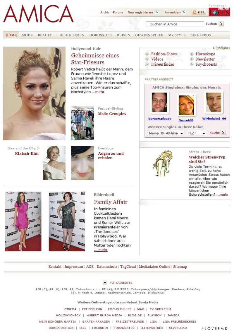  featured on the AMICA.de screen from April 2010