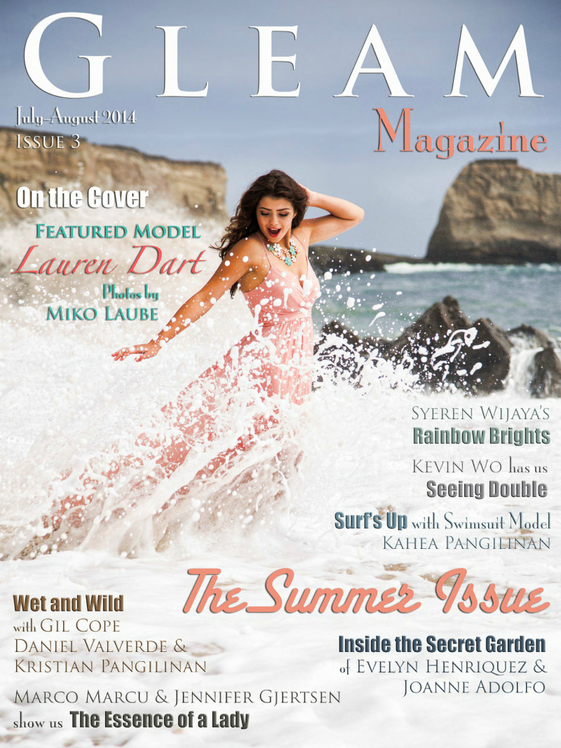 Lauren Dart featured on the Gleam Magazine cover from July 2014