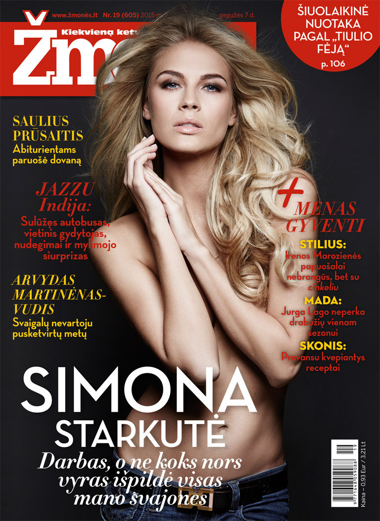 Simona Starkute featured on the Zmones cover from May 2015