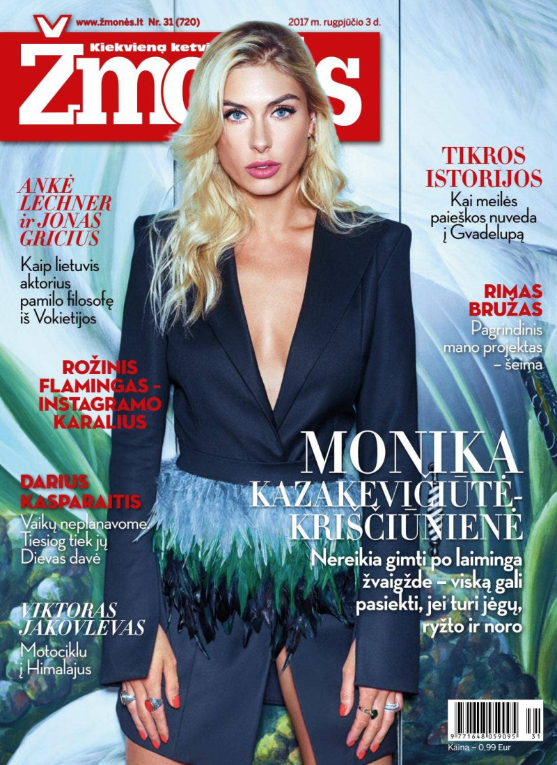 Monika Kazakeviciute featured on the Zmones cover from August 2017