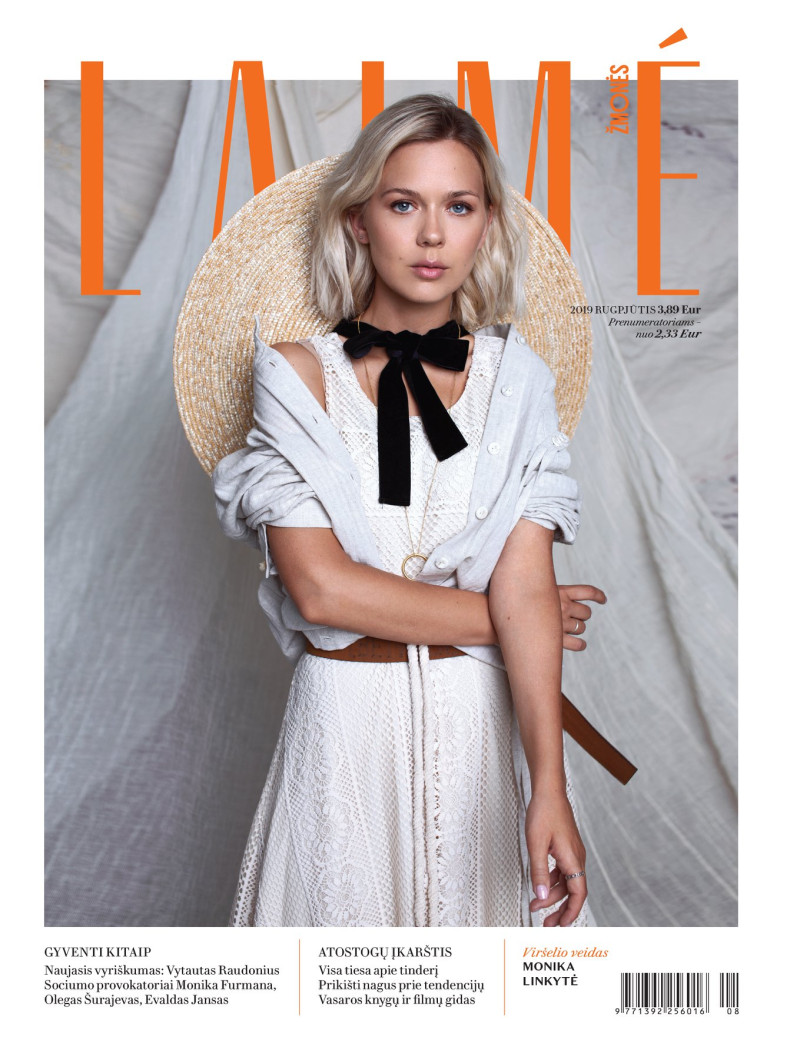 Monika Linkyte featured on the Laimé Zmones cover from August 2019