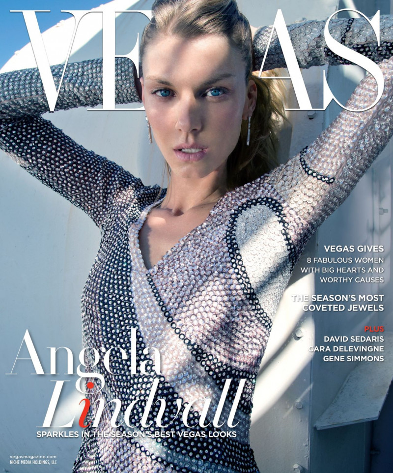 Angela Lindvall featured on the Vegas Magazine cover from January 2015