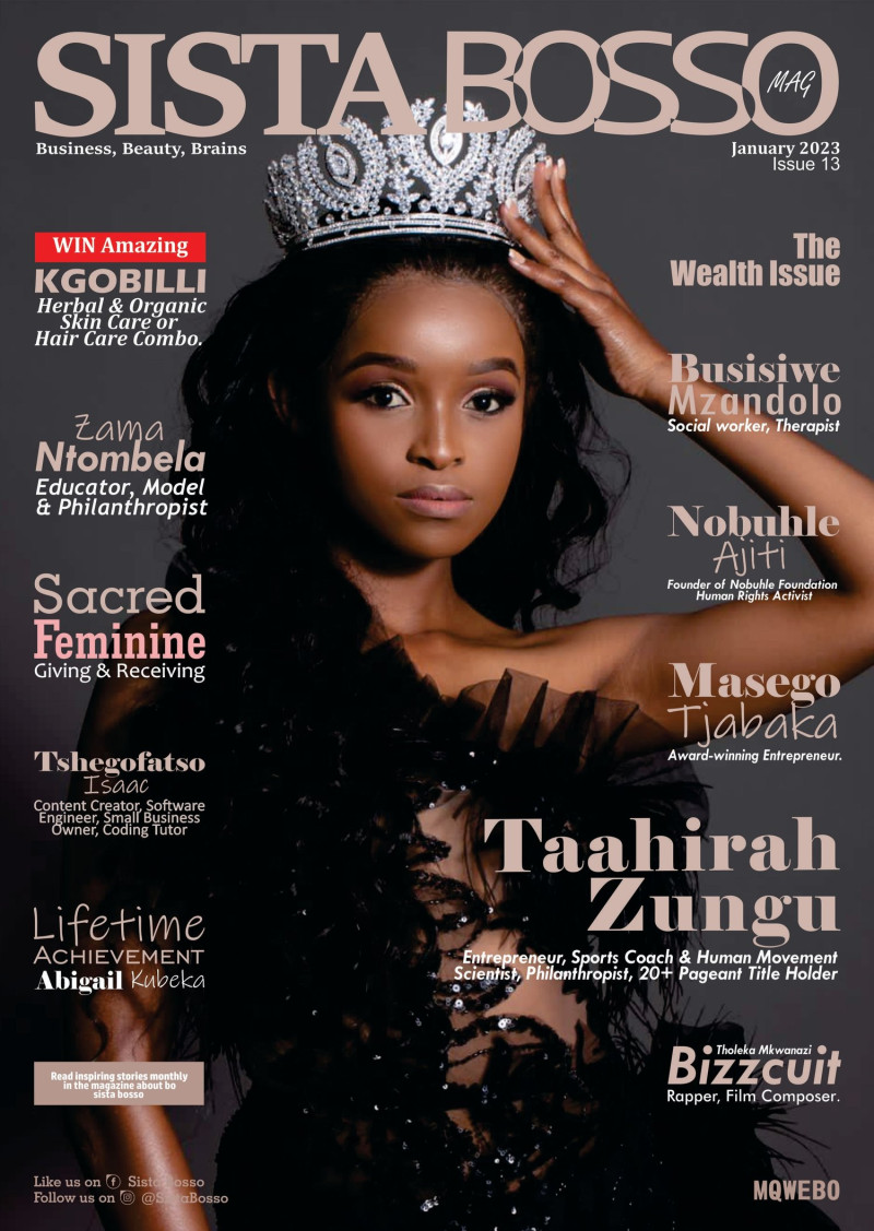 Taahirah Zungu featured on the Sista Bosso Mag cover from January 2023