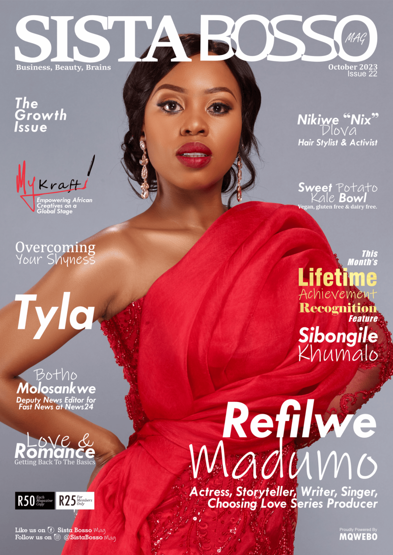 Refilwe Madumo featured on the Sista Bosso Mag cover from October 2023