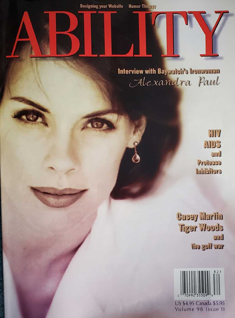 Alexandra Paul featured on the Ability cover from October 1998