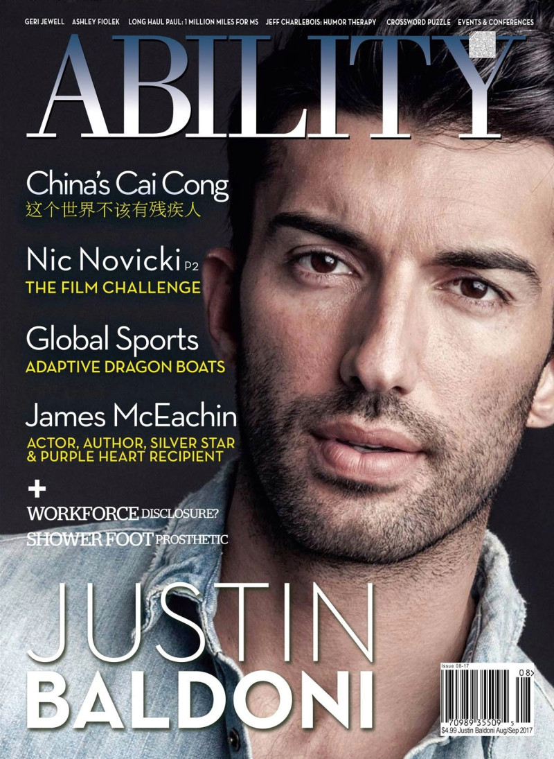 Justin Baldoni featured on the Ability cover from August 2017