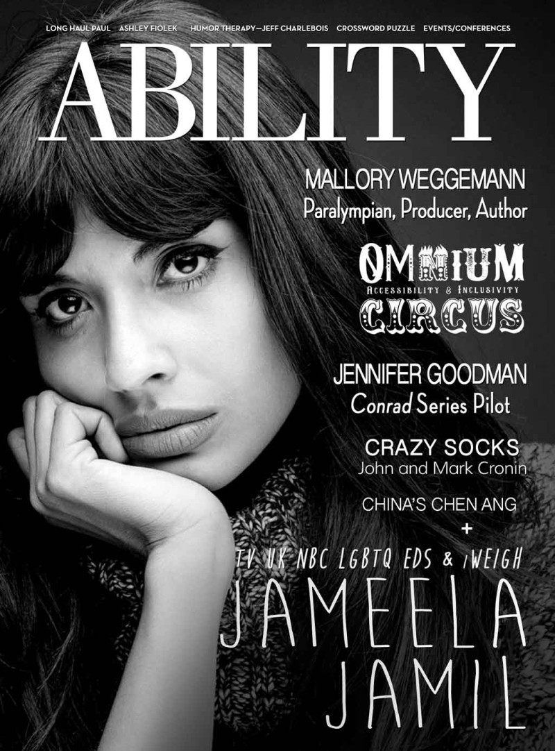 Jameela Jamil featured on the Ability cover from March 2021