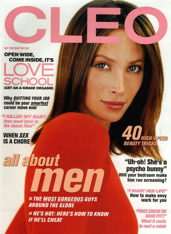 Christy Turlington featured on the CLEO Australia cover from April 1998