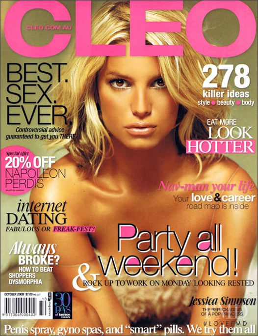 Jessica Simpson featured on the CLEO Australia cover from October 2008