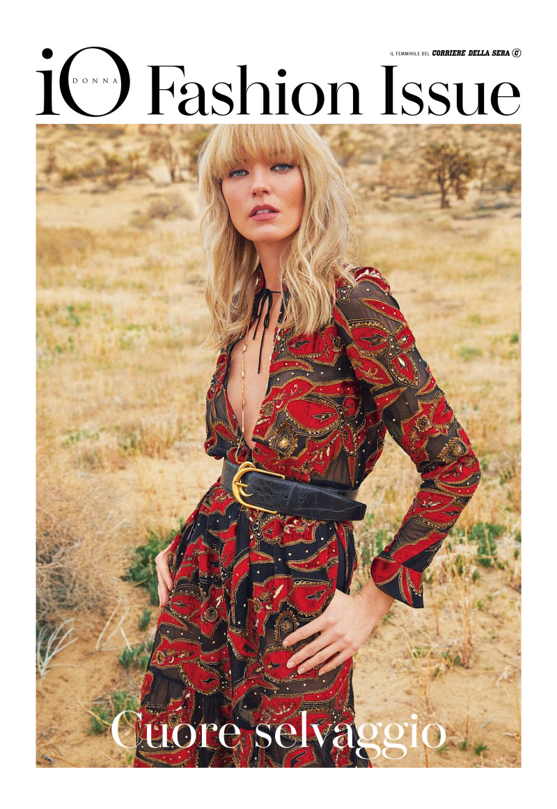 Martha Hunt featured on the Io Donna Fashion Issue cover from March 2020
