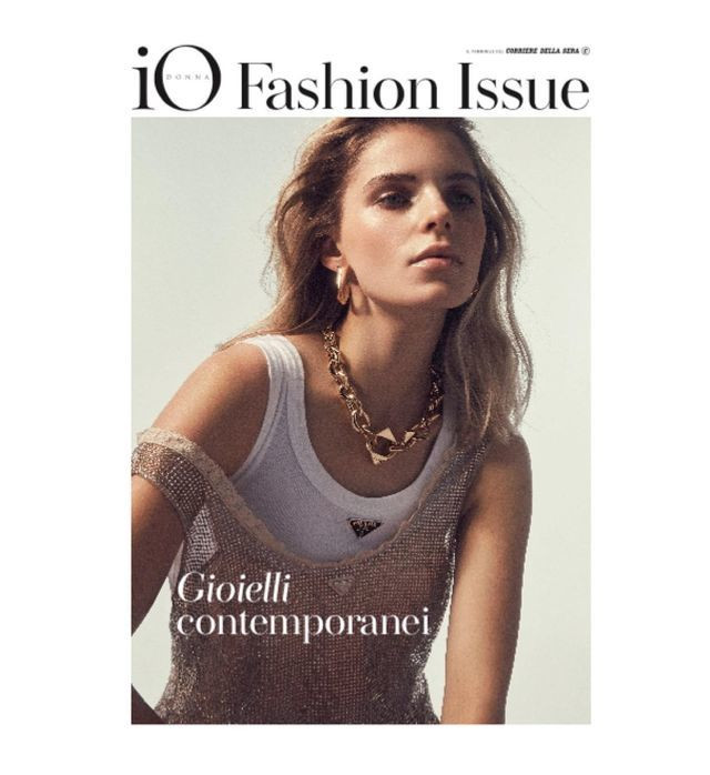 Gabija Sim featured on the Io Donna Fashion Issue cover from December 2022